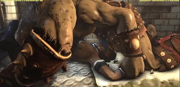  Goro throat fucking Kitana Mortal Kombat 3D Porn Animation